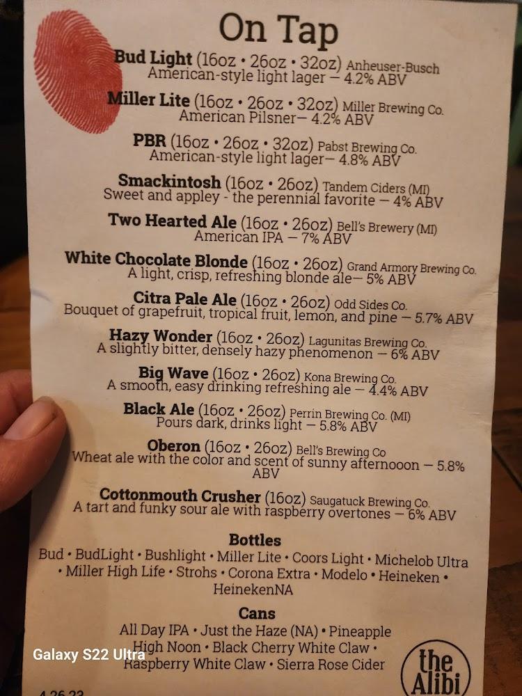 The Alibi Bar & Grill Menu image 3